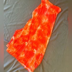 Orange tie dye maxi skirt